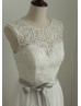 A Line Modest Lace Chiffon Wedding Dress